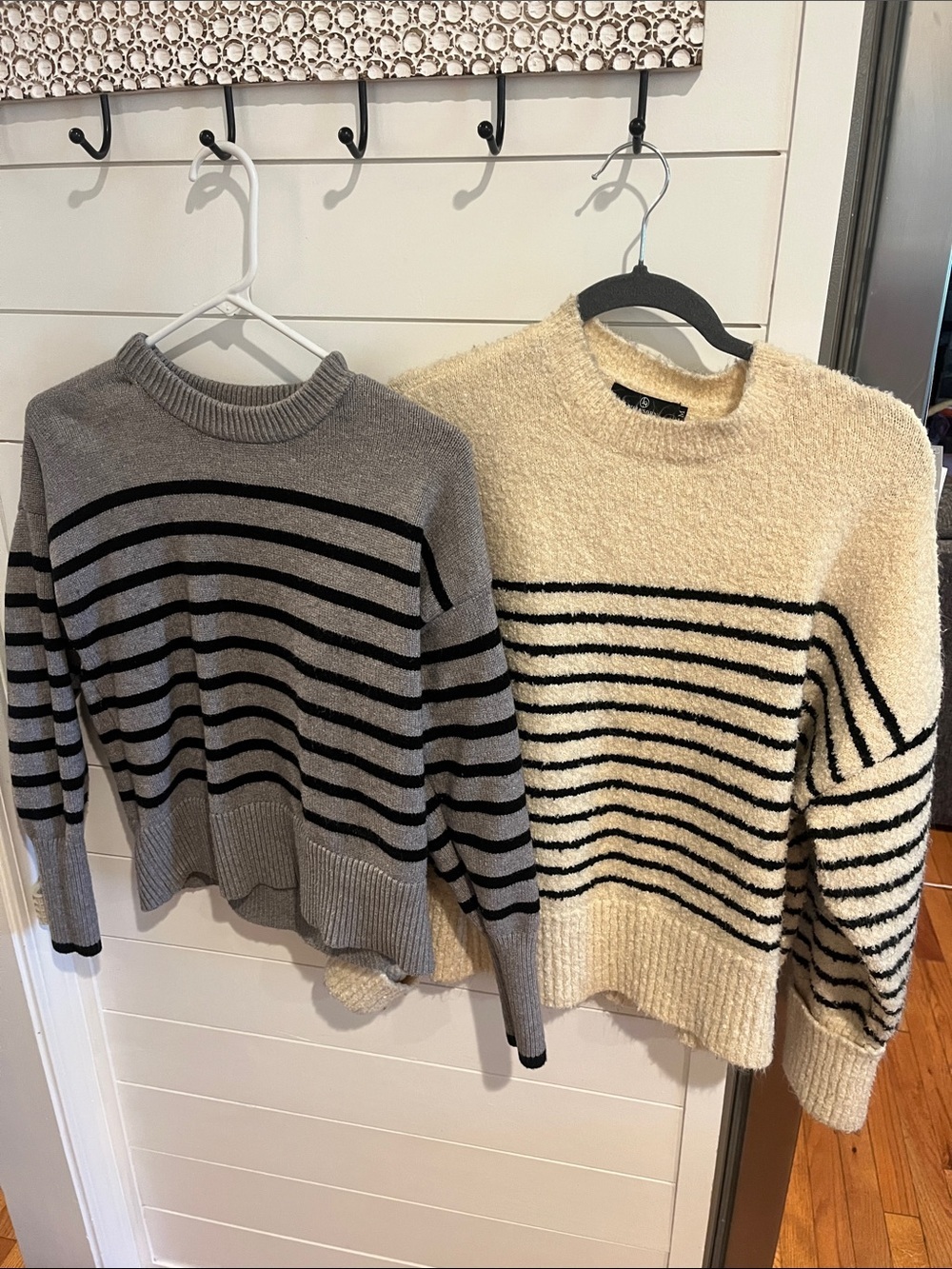 Striped Crewneck Sweater - Gray and Cream bundle medium